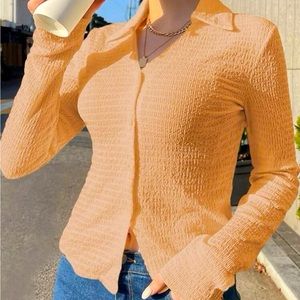 Solid Button Front Shirt